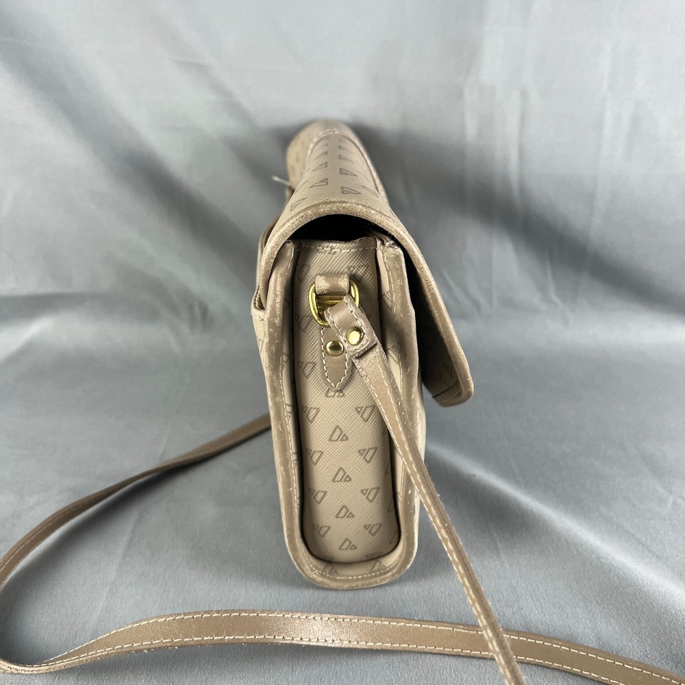 Vintage Liz Claiborne Shoulder Bag Womens Beige Leather Trim Crossbody Strap - Picture 6 of 11